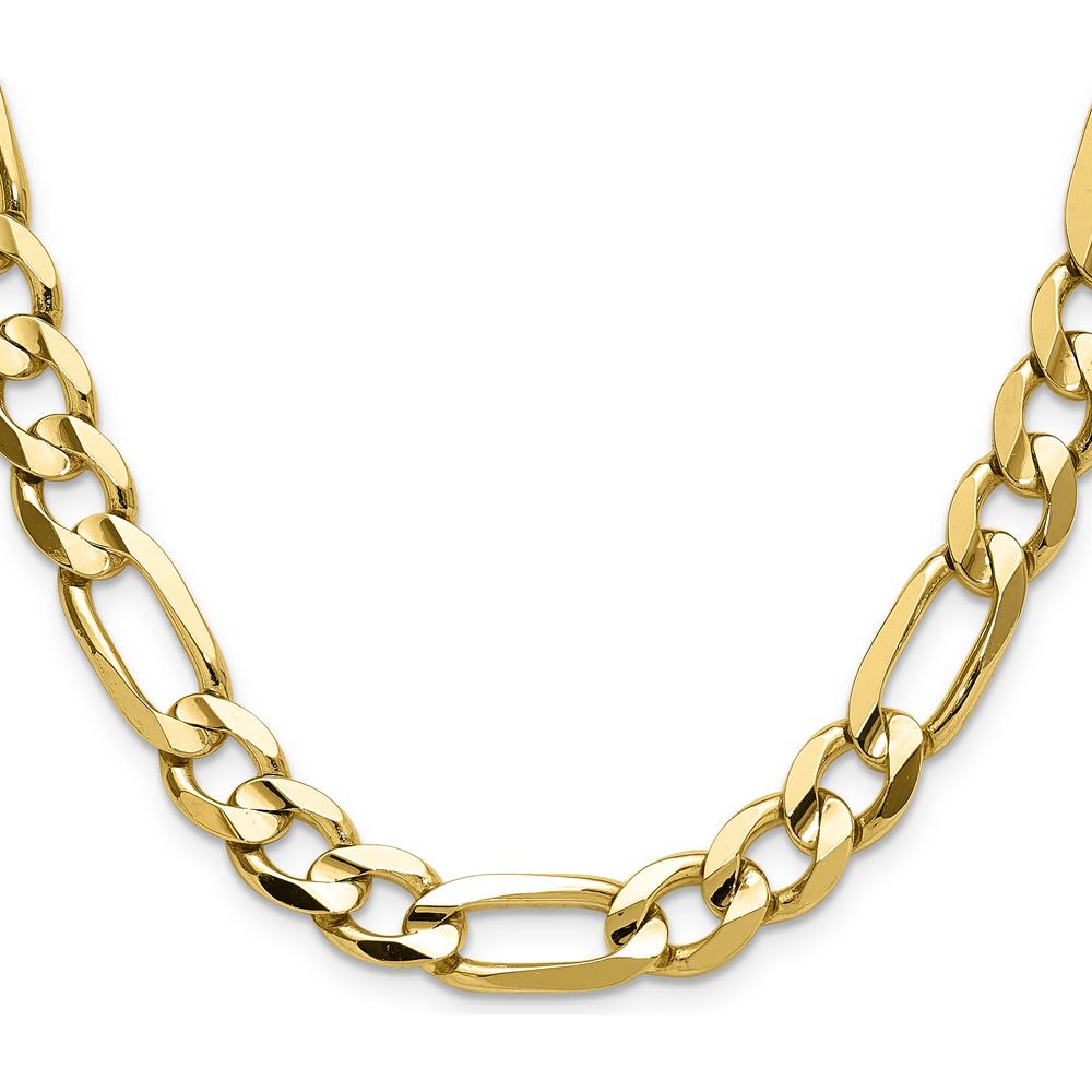 14K Yellow Gold 28-inch Polished Figaro Chain Necklace - 10mm Width by Oro Pregiato