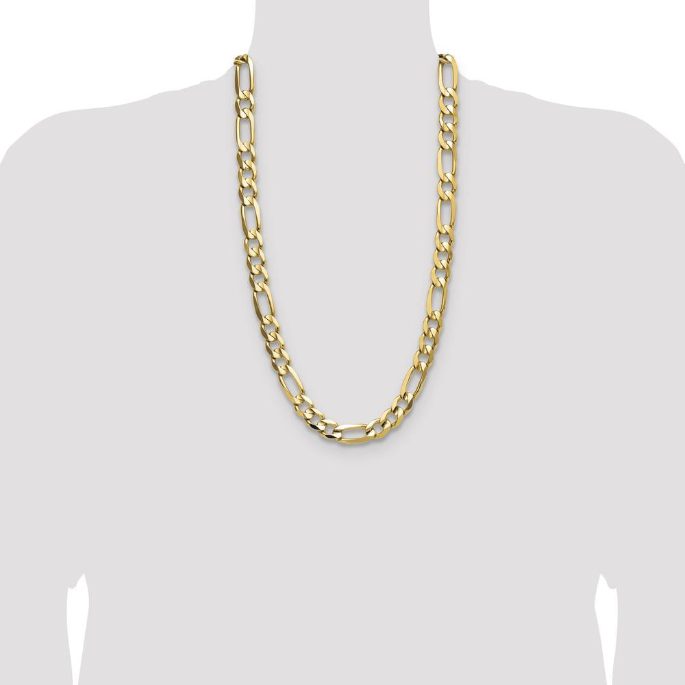 14K Yellow Gold 28-inch Polished Figaro Chain Necklace - 10mm Width by Oro Pregiato