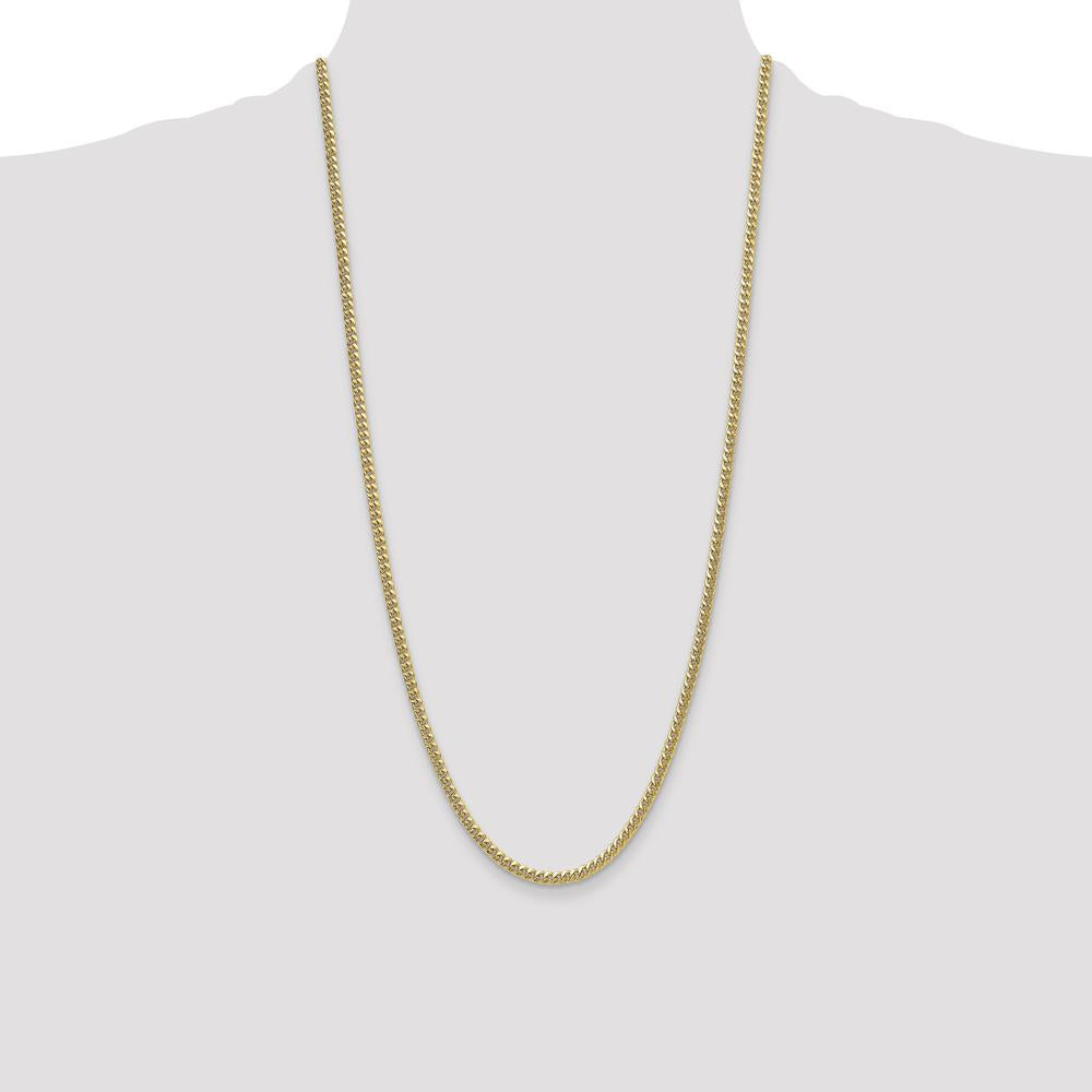 14K Yellow Gold 28-Inch Semi-Solid Miami Cuban Chain - 3.5mm Link Design by Oro Pregiato