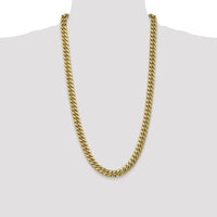 14K Yellow Gold 28" Miami Cuban Chain - 9.3mm Width Semi-Solid with Lobster Clasp by Oro Pregiato