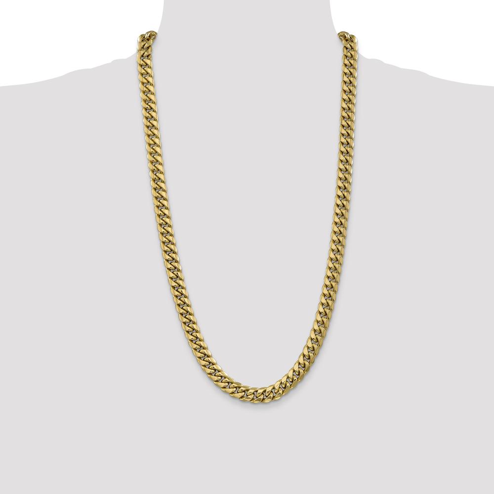 14K Yellow Gold 28" Miami Cuban Chain - 9.3mm Width Semi-Solid with Lobster Clasp by Oro Pregiato