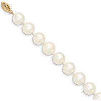 14K Yellow Gold 28" Necklace with 10-11mm White Near-Round Freshwater Cultured Pearls by Monteluci Fine Jewelry