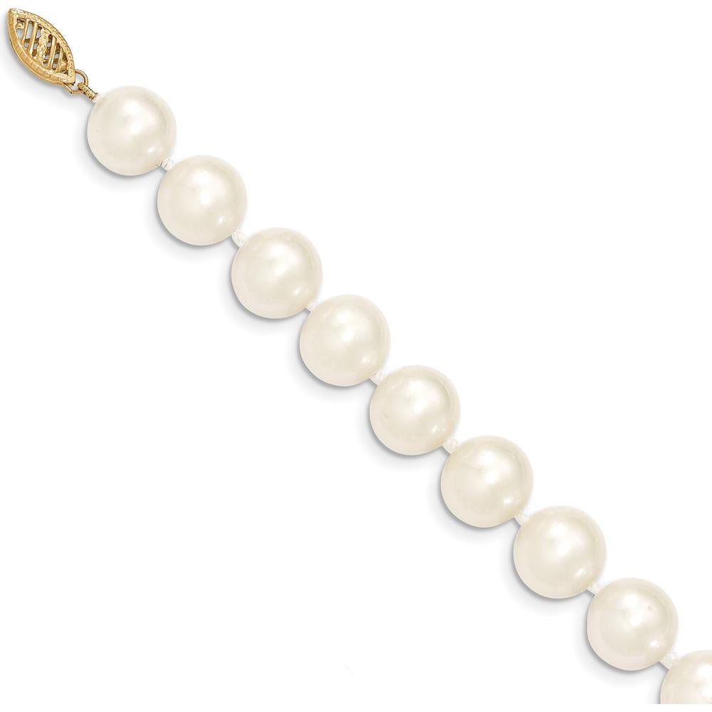 14K Yellow Gold 28" Necklace with 10-11mm White Near-Round Freshwater Cultured Pearls by Monteluci Fine Jewelry