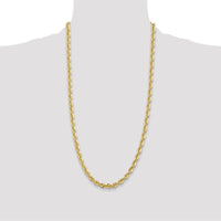 14K Yellow Gold 28" Regular Rope Chain with Fancy Lobster Clasp - 6mm Width