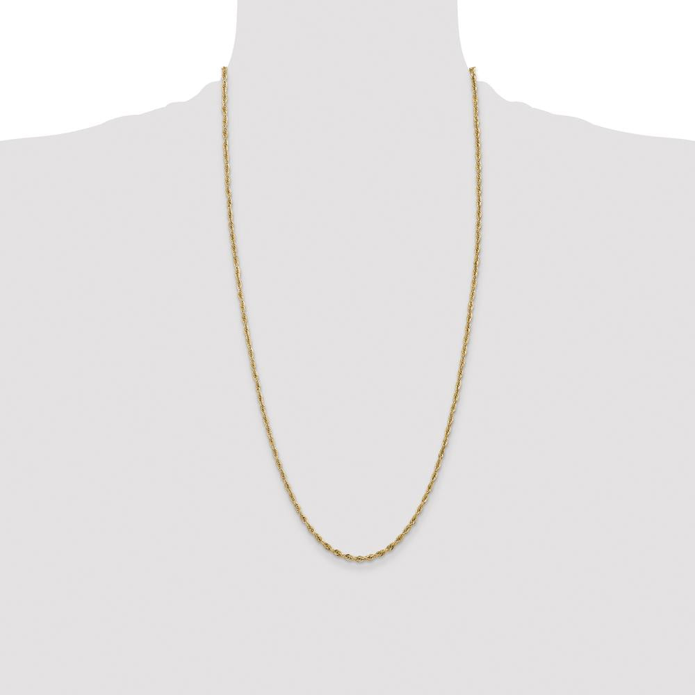 14K Yellow Gold 28" Rope Chain Necklace with Lobster Clasp - 2.8mm Width by Oro Pregiato