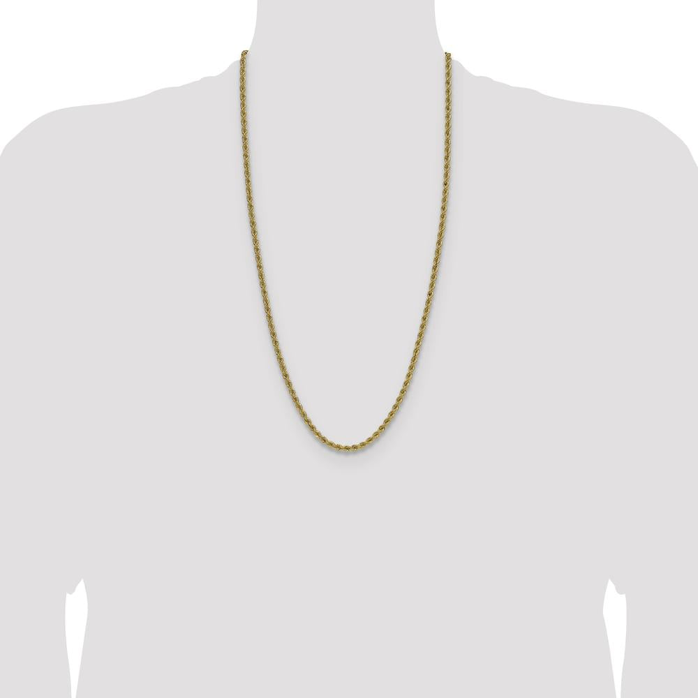 14K Yellow Gold 28" Rope Chain Necklace with Polished Finish - 4.2mm