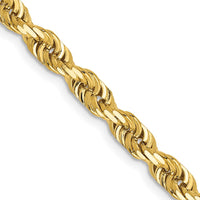 14K Yellow Gold 28" Rope Chain with Diamond-Cut Texture - 4.5mm Width by Oro Pregiato