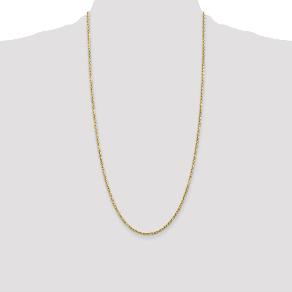 14K Yellow Gold 28" Rope Chain with Lobster Clasp - 2.25mm Width