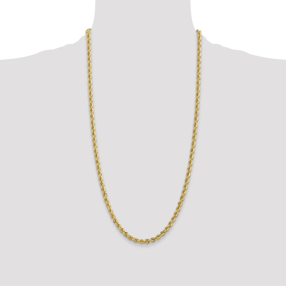 14K Yellow Gold 28" Rope Chain with Lobster Clasp - 5mm Width