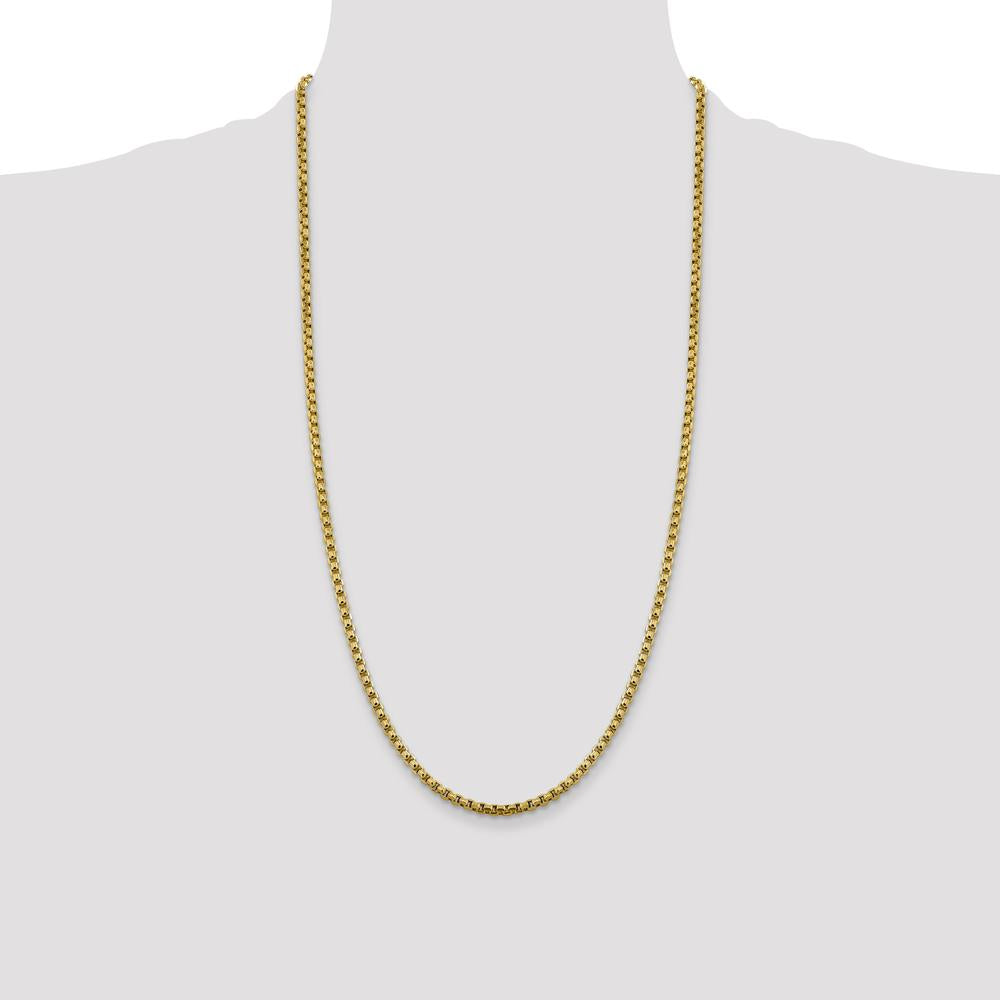 14K Yellow Gold 28" Semi-Solid Box Chain with Lobster Clasp by IBGoodman