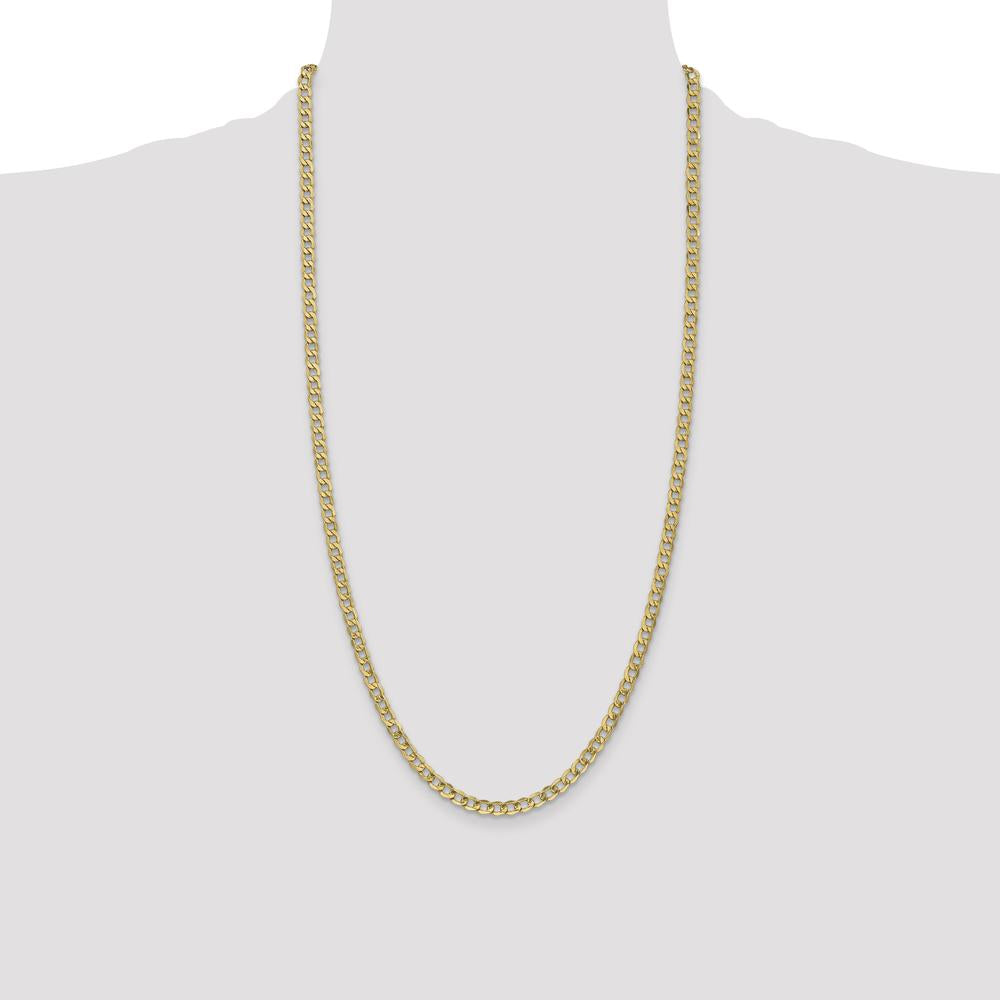 14K Yellow Gold 28" Semi-Solid Curb Chain Necklace - 4.3mm Width by Oro Pregiato