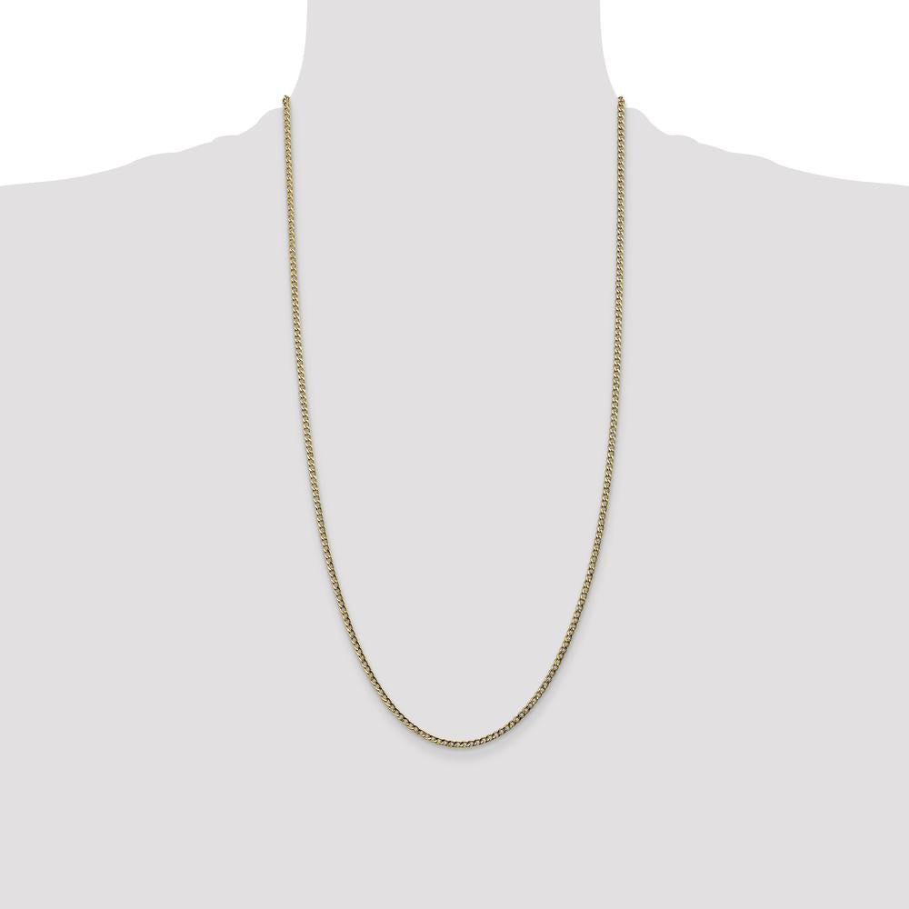 14K Yellow Gold 28" Semi-Solid Curb Chain with Lobster Clasp - Lightweight, Polished Finish by Oro Pregiato