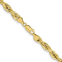 14K Yellow Gold 28" Semi-Solid Rope Chain - 7mm Width with Lobster Clasp by Oro Pregiato