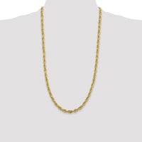 14K Yellow Gold 28" Semi-Solid Rope Chain Necklace with Lobster Clasp - 5.4mm by Oro Pregiato