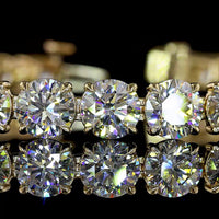 14K Yellow Gold 28-Stone Tennis Bracelet with Round Brilliant Cut Lab Diamonds - E-F VS1 Quality, 20.01 Carat Total Diamond Weight - Covaloro Fine Jewelry