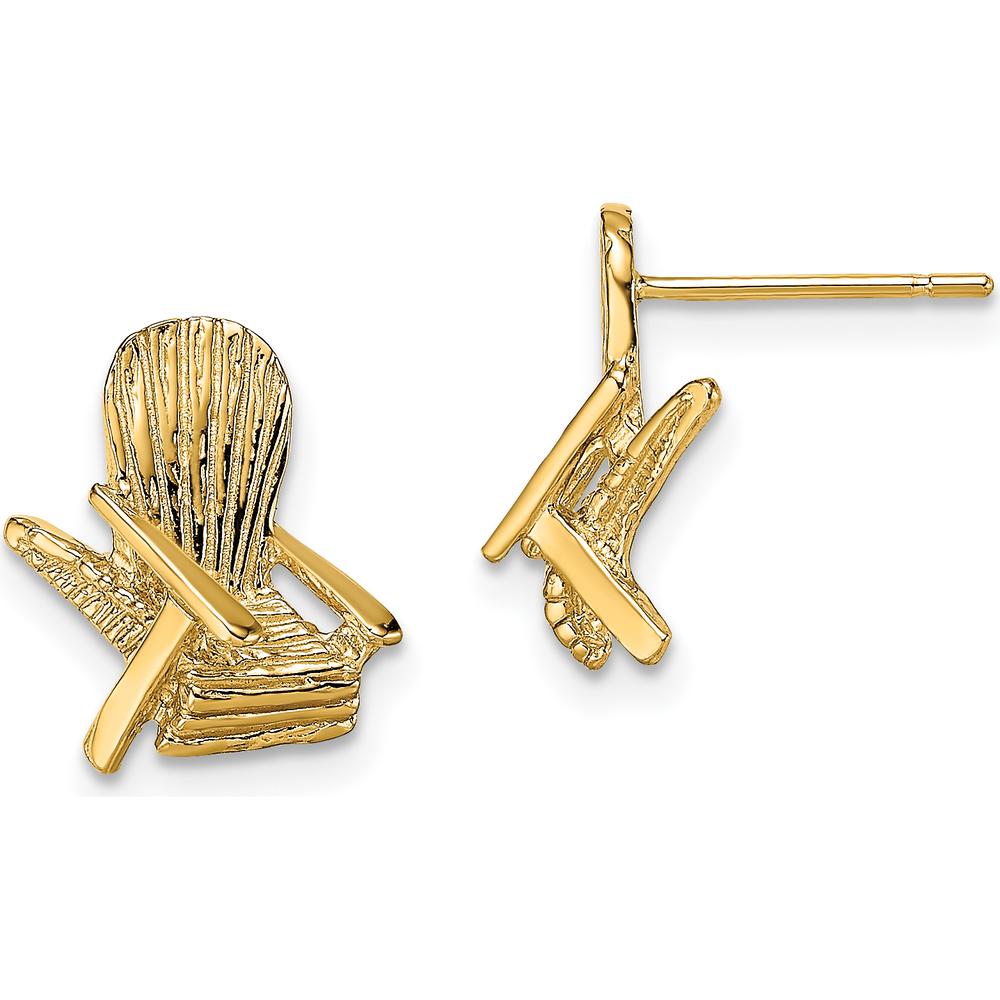 14K Yellow Gold 2D Beach Chair Post Earrings by 0
