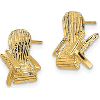 14K Yellow Gold 2D Beach Chair Post Earrings by 0