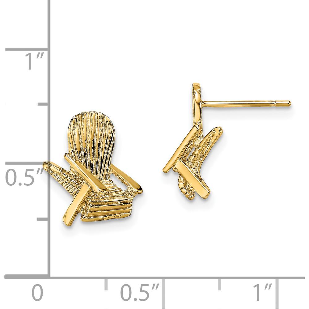 14K Yellow Gold 2D Beach Chair Post Earrings by 0