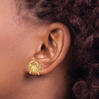 14K Yellow Gold 2D Blue Crab Post Earrings - Polished Finish by 0
