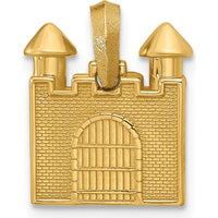 14K Yellow Gold 2D Castle Pendant with Polished Finish by Oro Pregiato