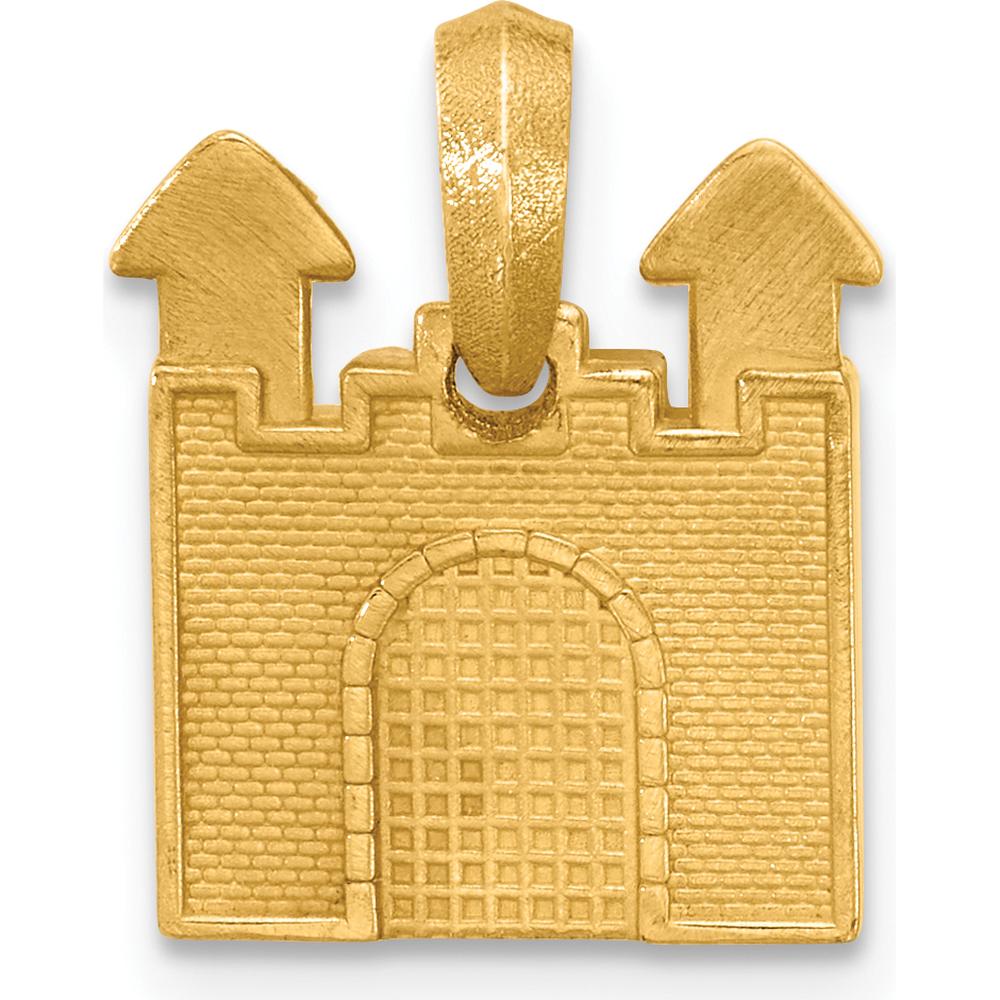 14K Yellow Gold 2D Castle Pendant with Polished Finish by Oro Pregiato