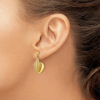 14K Yellow Gold 2D Conch Shell Dangle Post Earrings by 0