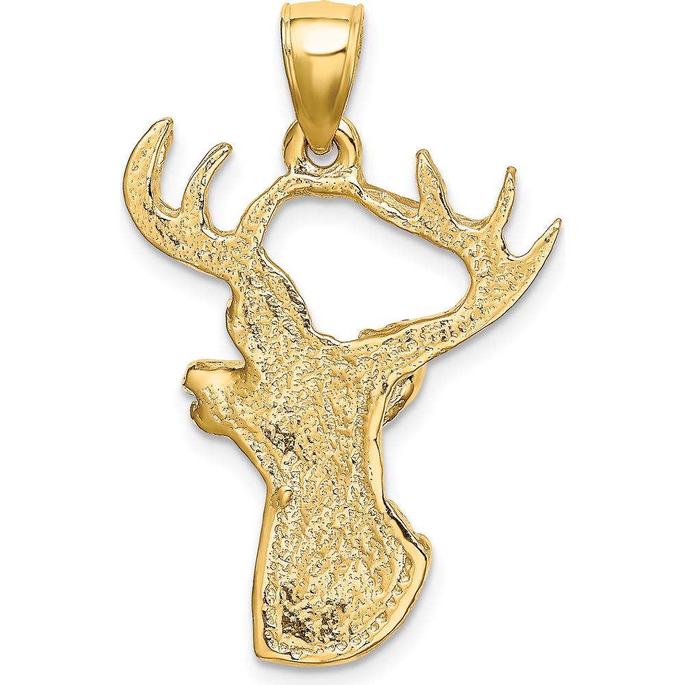 14K Yellow Gold 2D Deer Head 8-Point Buck Profile Charm by Oro Pregiato