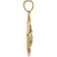 14K Yellow Gold 2D Dolphin with Blue Enamel Charm - Playful Ocean-Inspired Design by Oro Pregiato