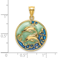 14K Yellow Gold 2D Dolphin with Blue Enamel Charm - Playful Ocean-Inspired Design by Oro Pregiato