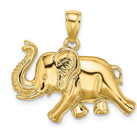 14K Yellow Gold 2D Elephant Running with Raised Trunk Charm by Oro Pregiato