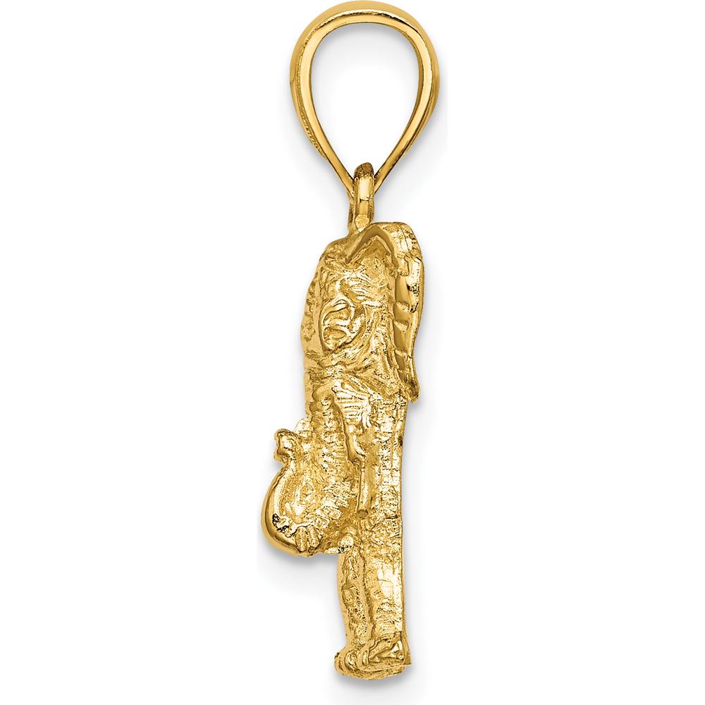 14K Yellow Gold 2D Elephant with Raised Trunk Charm - Polished Finish, 21.23mm Length, 13.5mm Width by Oro Pregiato