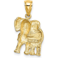 14K Yellow Gold 2D Elephant with Raised Trunk Charm - Polished Finish, 21.23mm Length, 13.5mm Width by Oro Pregiato