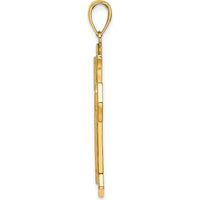 14K Yellow Gold 2D Filigree Center Block Cross Charm - 29.6mm by Oro Pregiato