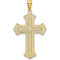 14K Yellow Gold 2D Filigree Center Block Cross Charm - 29.6mm by Oro Pregiato