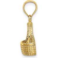 14K Yellow Gold 2D Flat Back Basket Charm - Polished Detail by Oro Pregiato