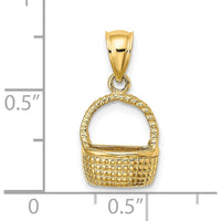 14K Yellow Gold 2D Flat Back Basket Charm - Polished Detail by Oro Pregiato