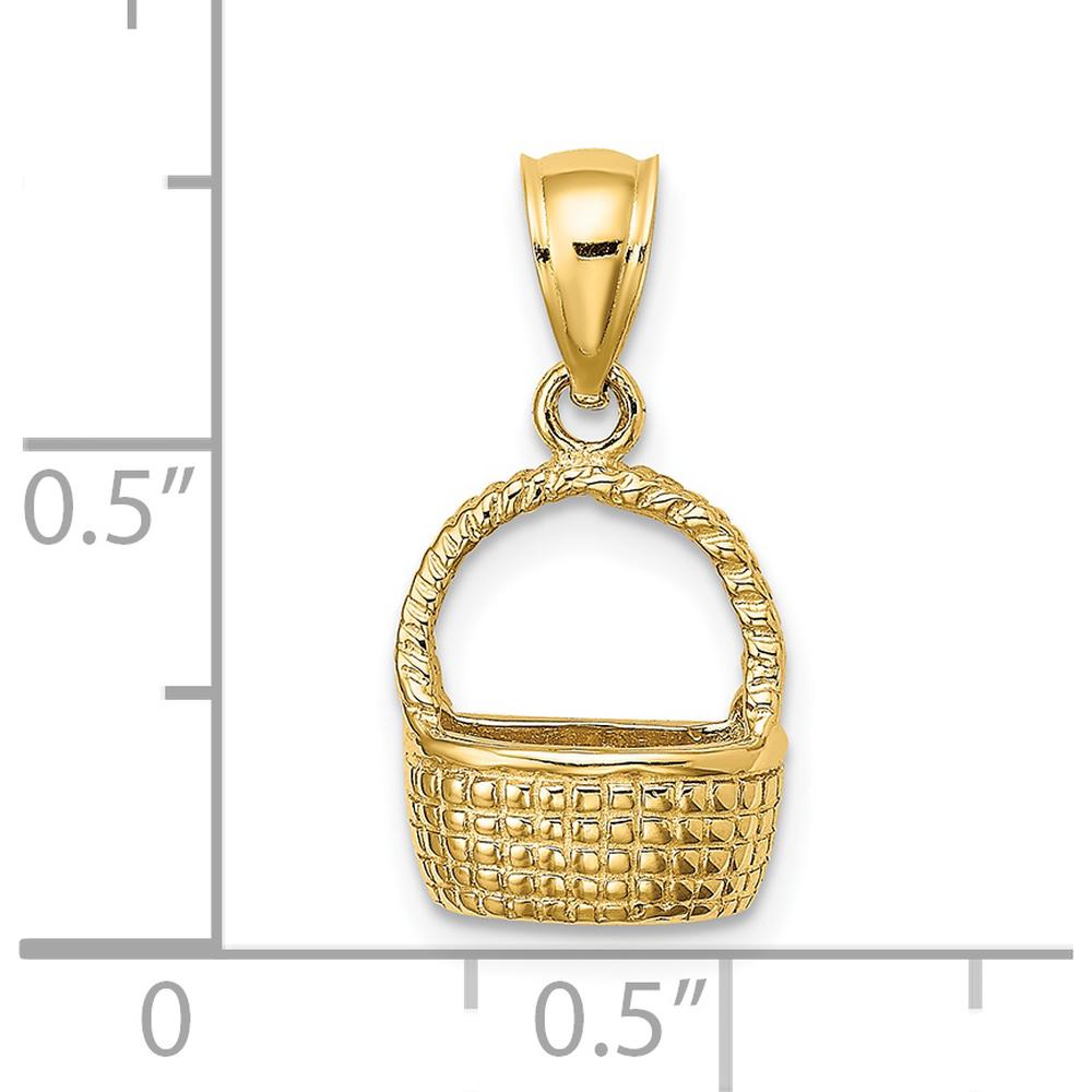 14K Yellow Gold 2D Flat Back Basket Charm - Polished Detail by Oro Pregiato
