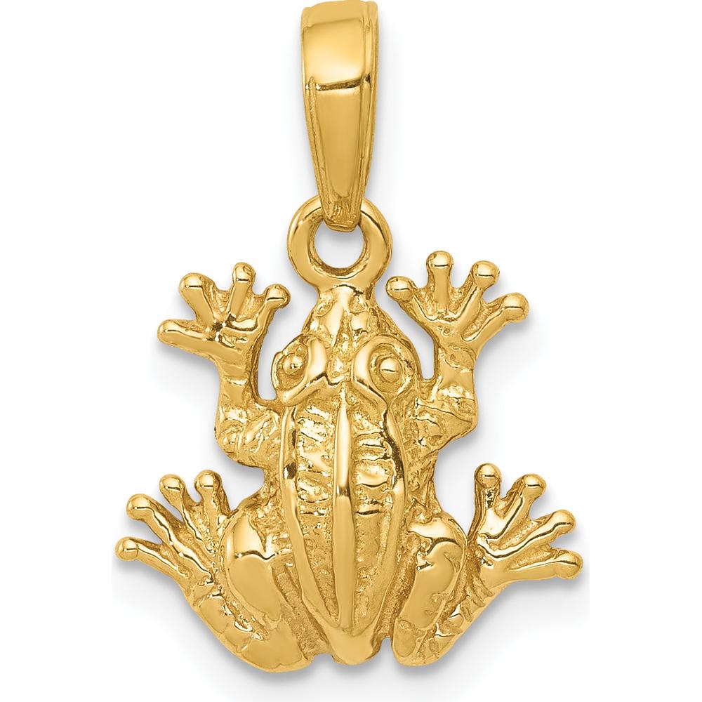 14K Yellow Gold 2D Frog Pendant Charm - Playful Nature-Inspired Motif by Oro Pregiato
