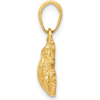 14K Yellow Gold 2D Frog Pendant Charm - Playful Nature-Inspired Motif by Oro Pregiato