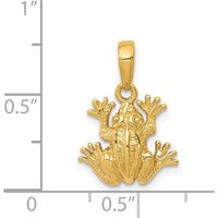 14K Yellow Gold 2D Frog Pendant Charm - Playful Nature-Inspired Motif by Oro Pregiato