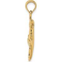 14K Yellow Gold 2D Gecko Charm Pendant - Nature-Inspired Fine Jewelry Piece by Oro Pregiato