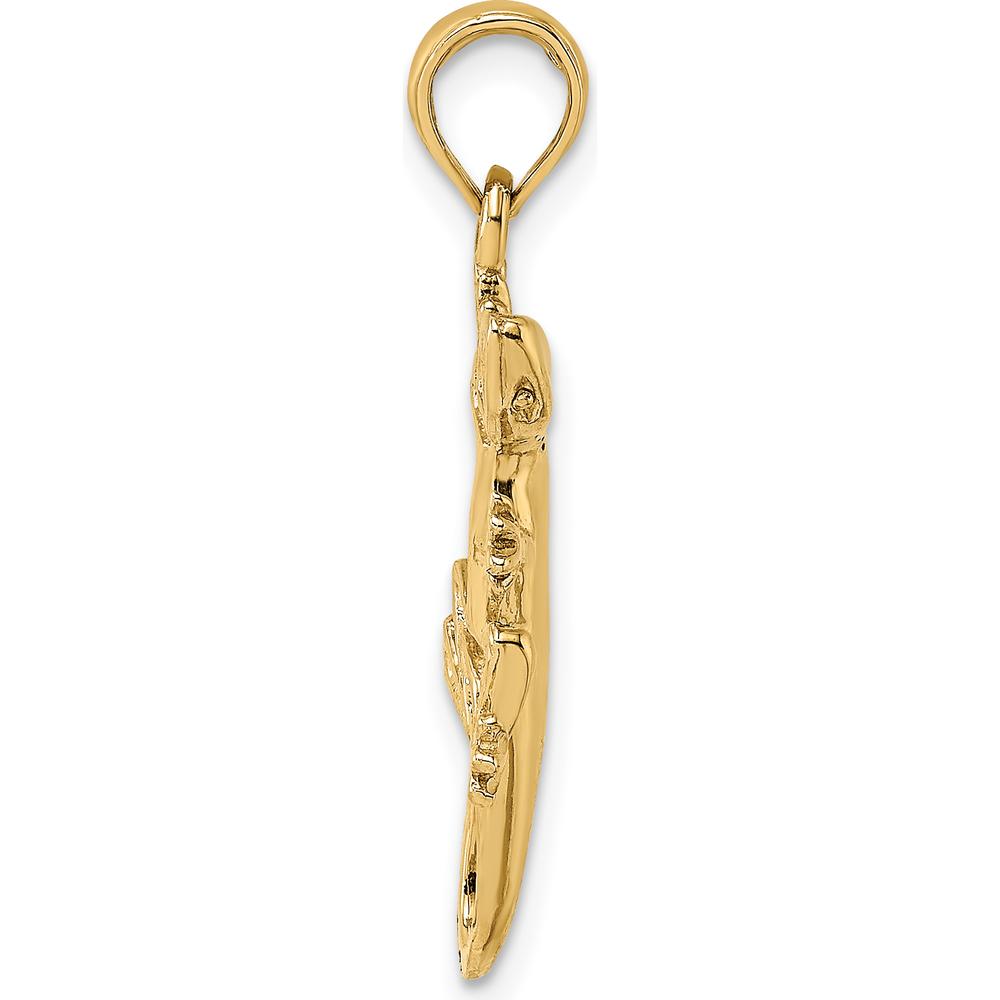 14K Yellow Gold 2D Gecko Charm Pendant - Nature-Inspired Fine Jewelry Piece by Oro Pregiato
