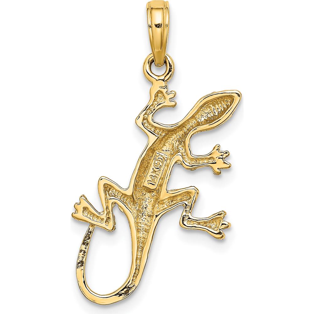 14K Yellow Gold 2D Gecko Charm Pendant - Nature-Inspired Fine Jewelry Piece by Oro Pregiato