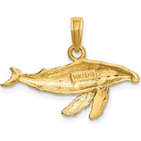 14K Yellow Gold 2D Humpback Whale Charm - Ocean Inspired Pendant by Oro Pregiato