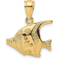 14K Yellow Gold 2D Polished Bannerfish Charm - Nature-Inspired Pendant by Oro Pregiato