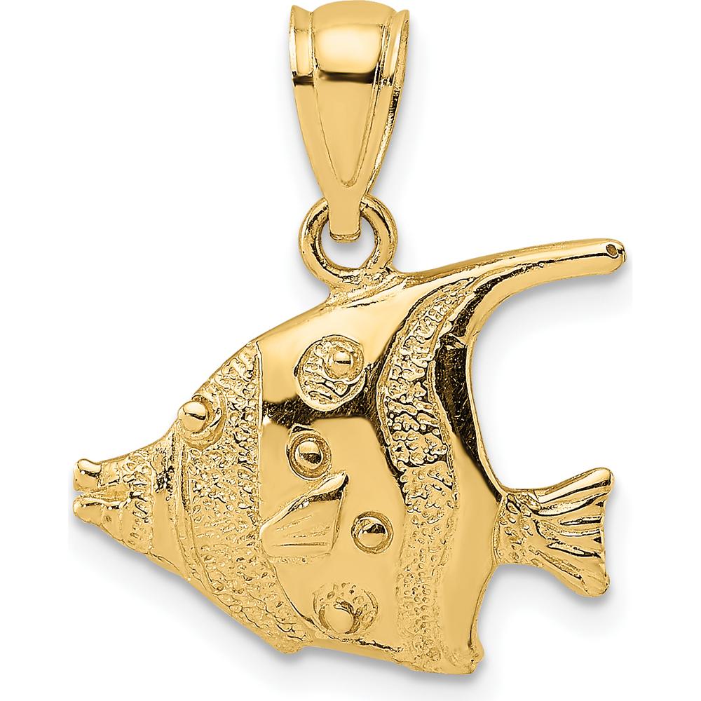 14K Yellow Gold 2D Polished Bannerfish Charm - Nature-Inspired Pendant by Oro Pregiato