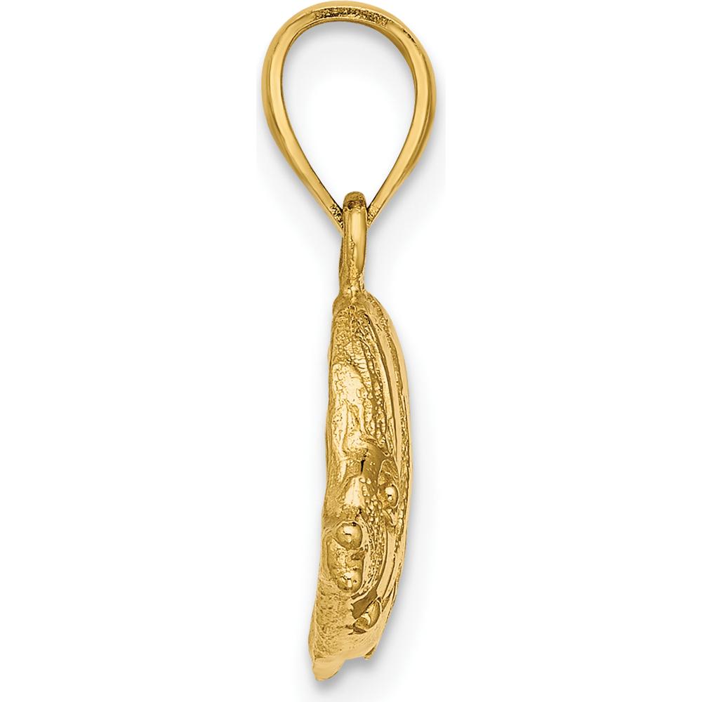 14K Yellow Gold 2D Polished Textured Bannerfish Charm - 13mm Length by Oro Pregiato