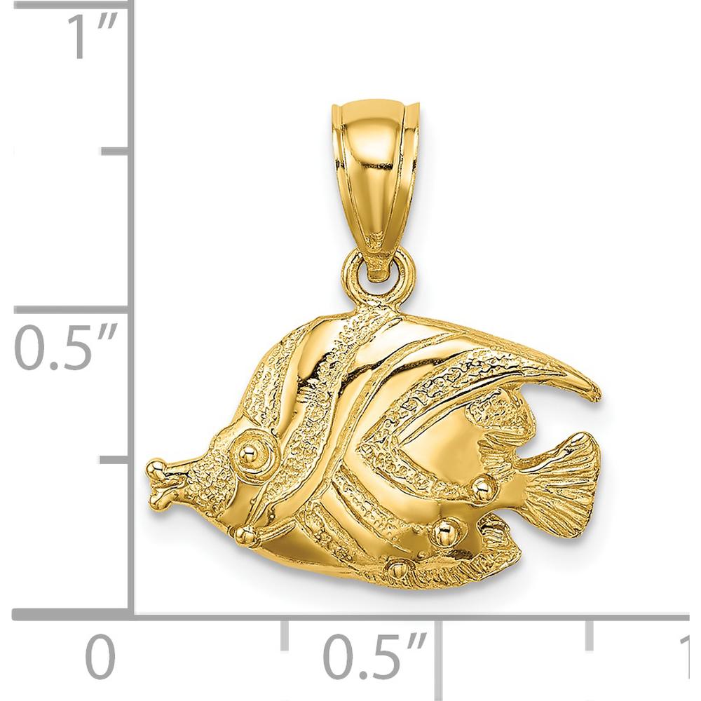 14K Yellow Gold 2D Polished Textured Bannerfish Charm - 13mm Length by Oro Pregiato