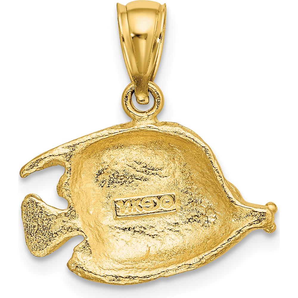 14K Yellow Gold 2D Polished Textured Bannerfish Charm - 13mm Length by Oro Pregiato