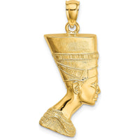 14K Yellow Gold 2D Polished Textured Nefertiti Profile Charm by Oro Pregiato